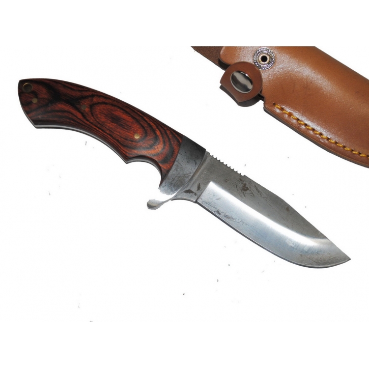 Army - Hunting Knife - mit Holzgriff - Lederscheide